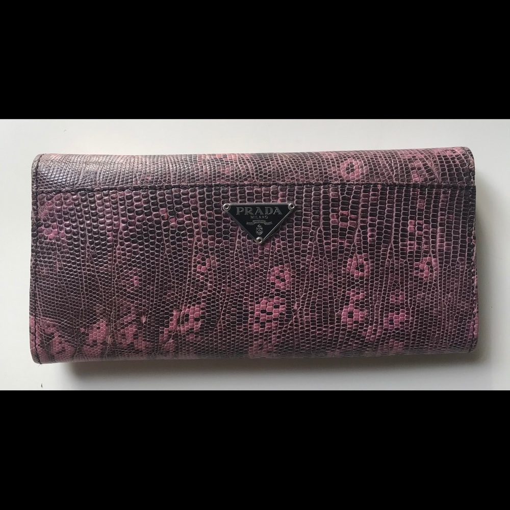 Pink Begonia Lizard Long Flap Wallet
